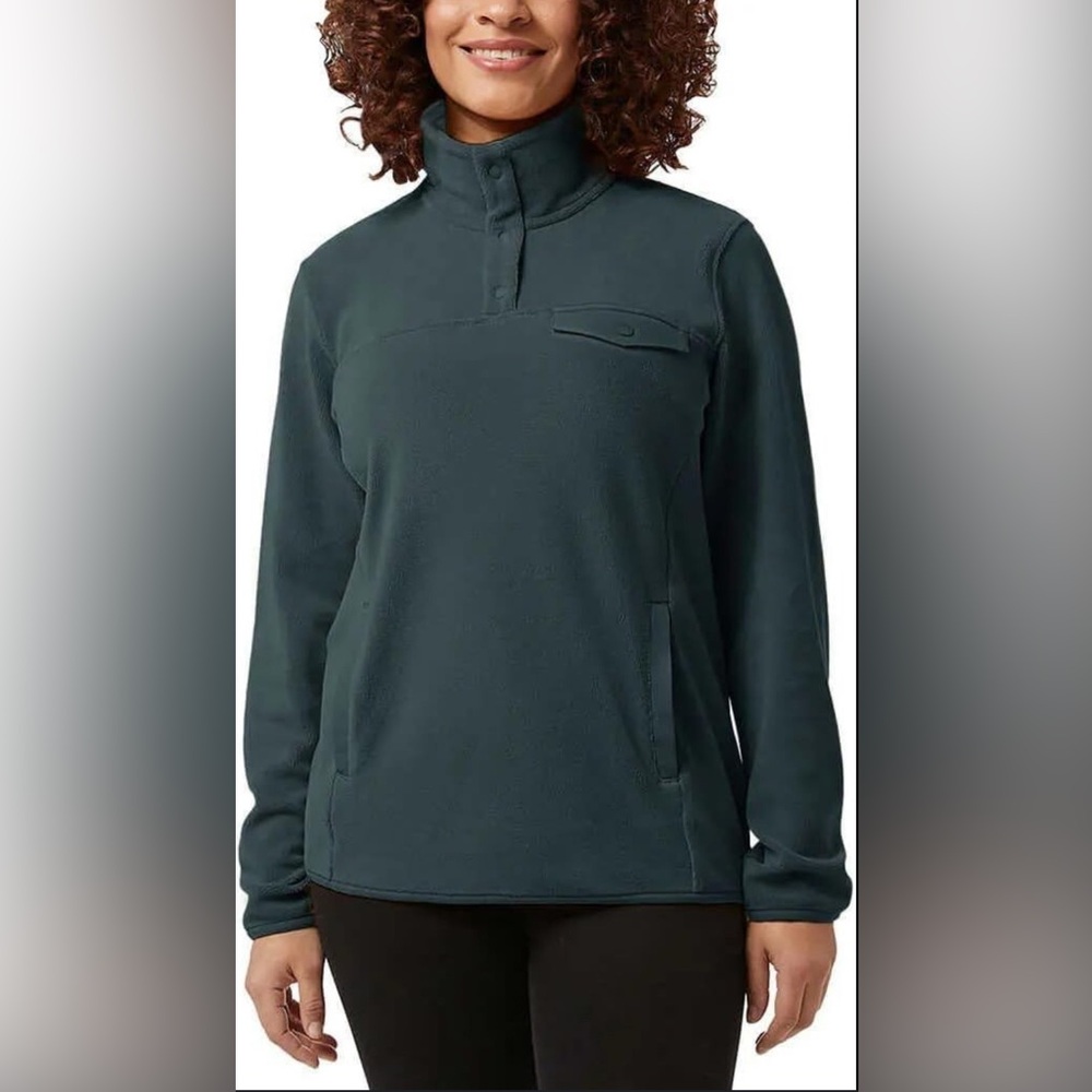 32 Degrees Heat Women's Midweight 1/4 Snap Fleece Pullover Woodland‎ Grey Medium